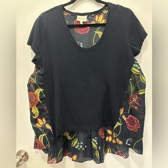 Tops - Anthropologie Deletta Floral Cropped Front Blouse Top Sz M